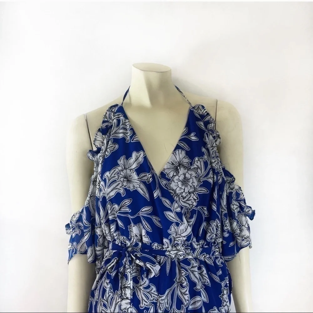 Bardot Sicily Cold Shoulder V-Neck Floral Romper